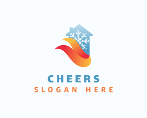 Snow - Heating & Cooling Home logo design