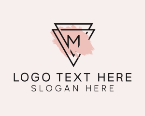 Watercolor - Makeup Triangle Letter M logo design