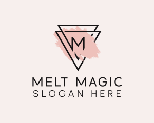 Makeup Triangle Letter M logo design