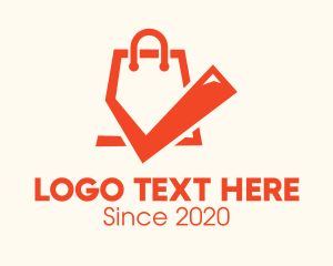 Verification - Orange Shopping Bag Check Mark logo design