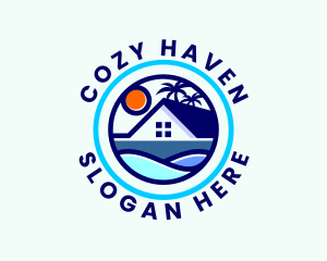 Hostel - Palm Tree Beach House logo design