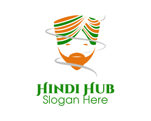 Happy Indian Turban Man logo design