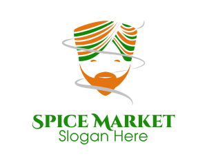 Indian - Happy Indian Turban Man logo design