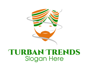 Happy Indian Turban Man logo design