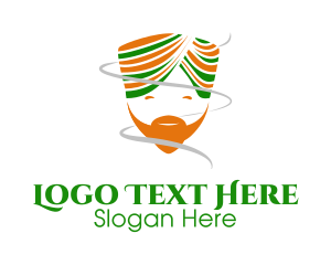 Hindi - Happy Indian Turban Man logo design