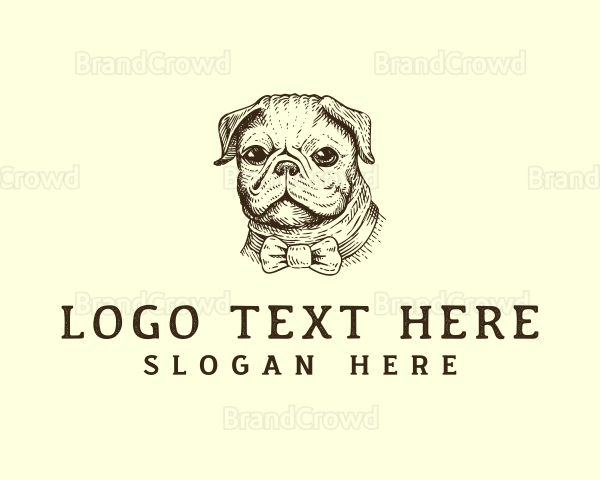 Pug Dog Necktie Logo