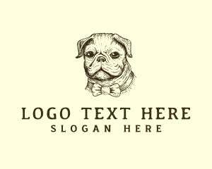 Grooming - Pug Dog Necktie logo design