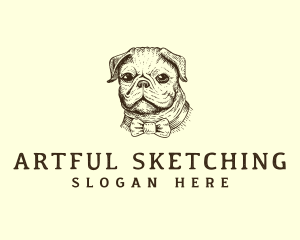 Pug Dog Necktie logo design