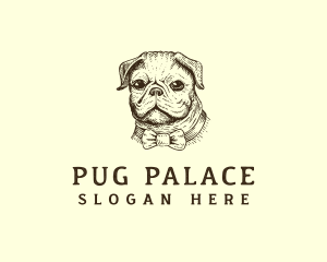 Pug Dog Necktie logo design