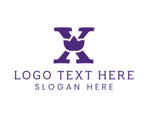 Alphabet - Violet Flower X logo design