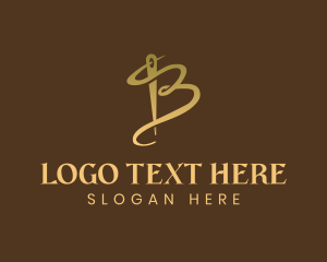 Gold - Needle Thread Letter B logo design