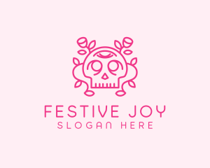 Flower Festive Skull  logo design