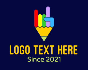 Learning Center - Colorful Pencil Hand logo design