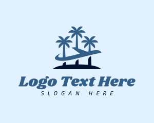 Vacation - Tropical Airplane Travel Vacation logo design