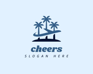 Tropical Airplane Travel Vacation Logo