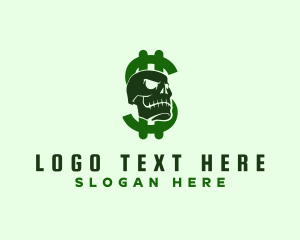 Creepy - Dollar Green Skull logo design