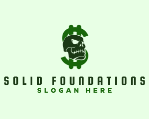 Dollar Green Skull Logo