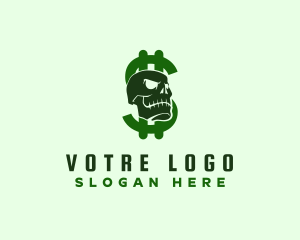 Skeleton - Dollar Green Skull logo design
