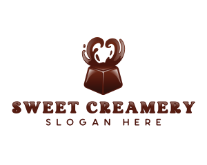 Chocolate Heart Dessert logo design