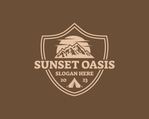 Sunset Mountain Shield logo design