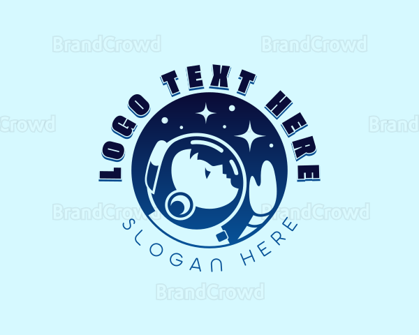 Moon Planet Astronaut Logo