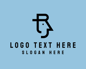 Man - Person Face Letter R logo design