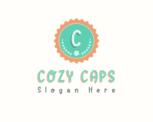 Cute Floral Bottle Cap logo design