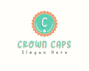 Cute Floral Bottle Cap logo design