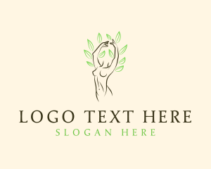 Green - Leaf Nude Woman logo design