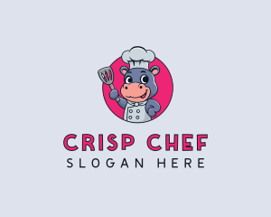 Hippo Spatula Cook  logo design