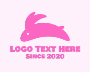 Kid - Pink Jumping Bunny logo design