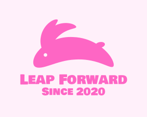Jumping - Pink Jumping Bunny logo design