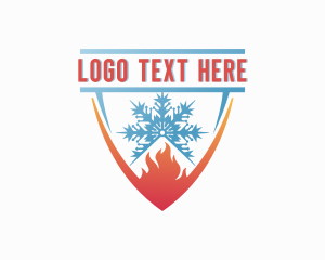 Ice - Snowflake Fire Heating logo design