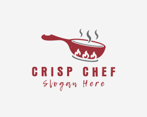 Fire Frying Pan Cook logo design