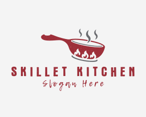 Skillet - Fire Frying Pan Cook logo design