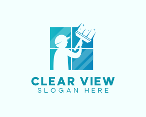 Window Cleaning Man logo design