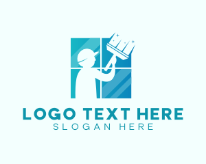 Clean - Window Cleaning Man logo design