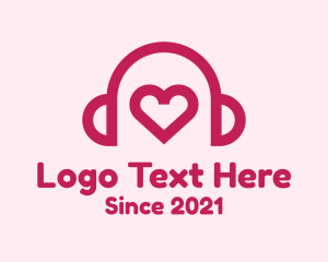 Music Streaming - Red Heart Headphones logo design