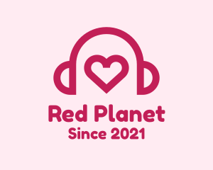 Red Heart Headphones logo design