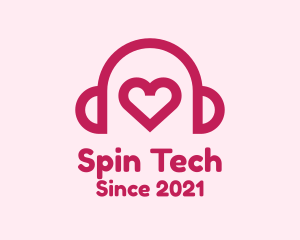 Turntable - Red Heart Headphones logo design