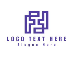 Tetris - Purple Letter F Square logo design