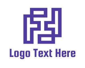 Tetris - Purple Letter F Square logo design