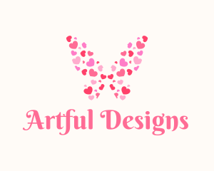 Butterfly Heart Wings logo design