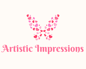 Butterfly Heart Wings logo design