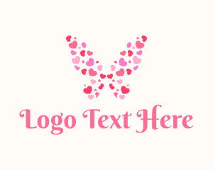 Girly - Butterfly Heart Wings logo design