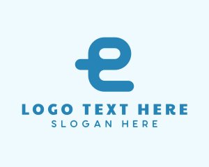 Halftone - Blue Cyber Letter E logo design