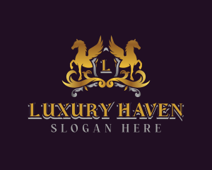 Luxury Shield Pegasus logo design