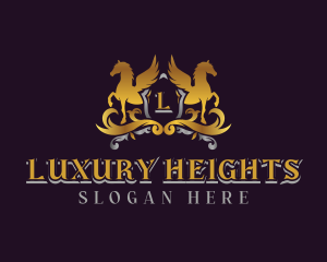 Luxury Shield Pegasus logo design