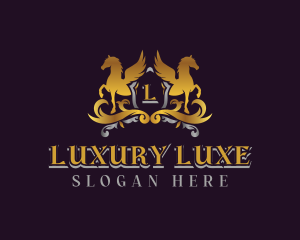 Luxury Shield Pegasus logo design