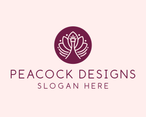 Peacock Lotus Leaf logo design